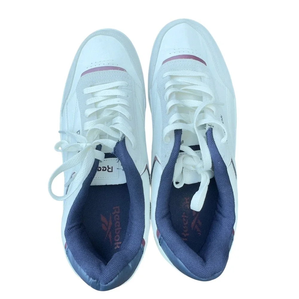 Reebok Court Advance Men Size 12 White Navy Maroon Sneakers Great Condition